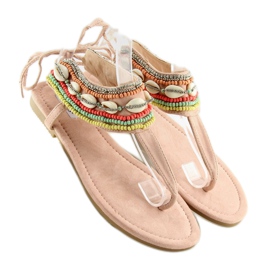 Sandale cu margele roz 8241 Roz 1