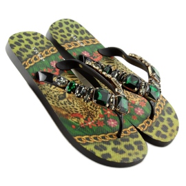 Șlapi cu pietre 8250 Verde negru 2
