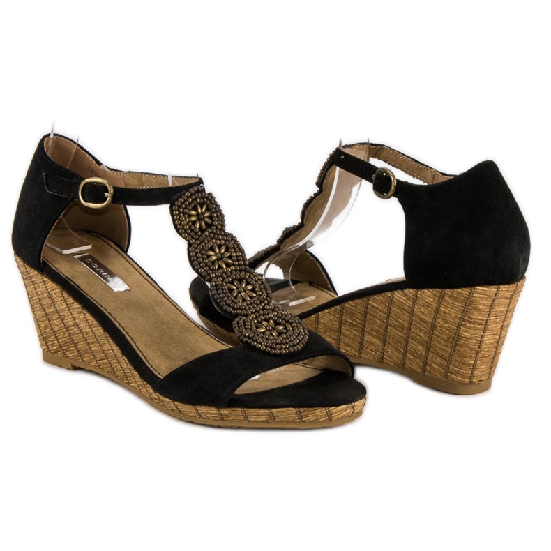 Corina Sandale cu pană decorative negru 1