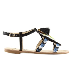 Sandale negre stil boho LQ-2662 negre negru 2