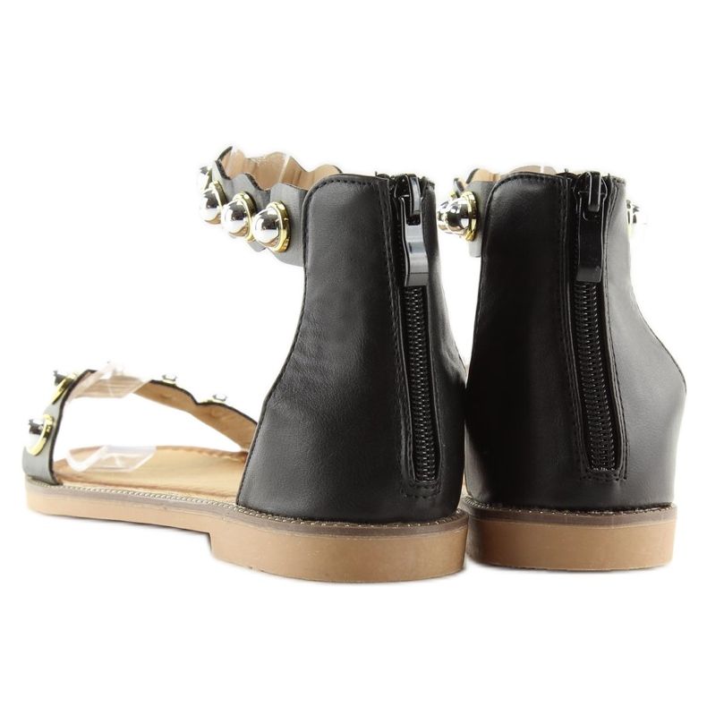 Black VS-376 Sandale negre cu fixare la gleznă negru 2