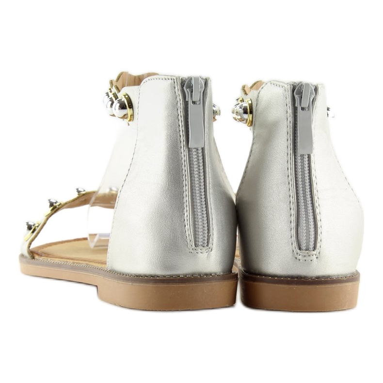 Sandale argintii cu fixare la glezna VS-376 Argintiu gri 2