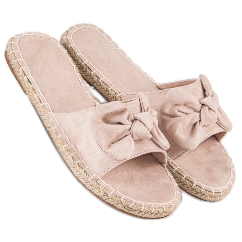 Flip-flops espadrile din piele intoarsa maro 1