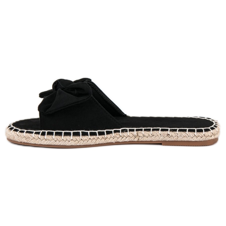 Flip-flops espadrile din piele intoarsa negru 1