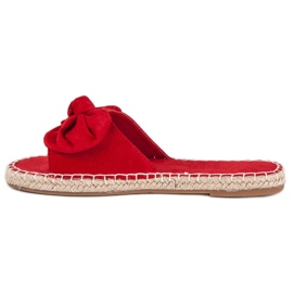 Flip-flops espadrile din piele intoarsa roșu 1