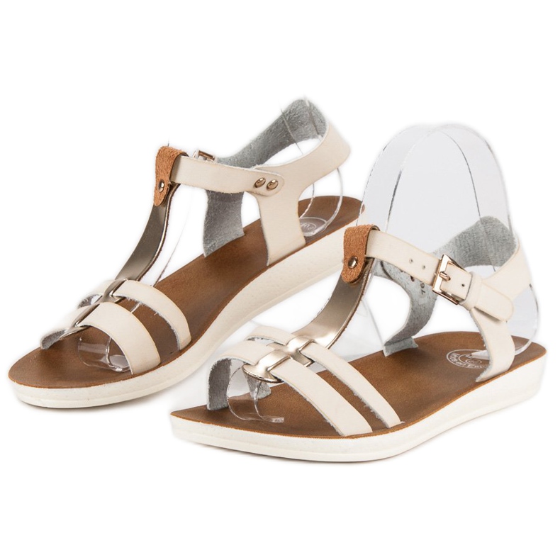 Sandale prinse cu cataramă maro galben 2