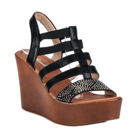 Renda Sandale ușoare cu pană negru 1