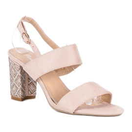 Sandale elegante cu margele maro 1