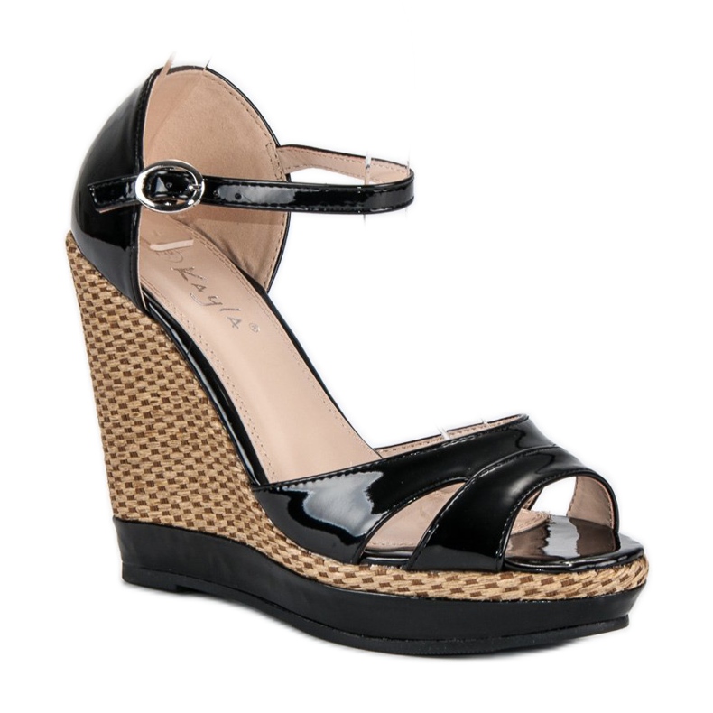 Kayla Sandale cu lac lacuit negru 1