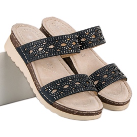 VINCEZA papuci ajurati albastru 1