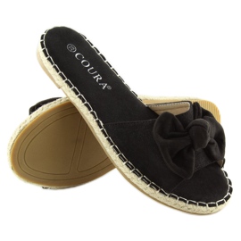 Papuci negri 8758 negri cu fundita negru 2