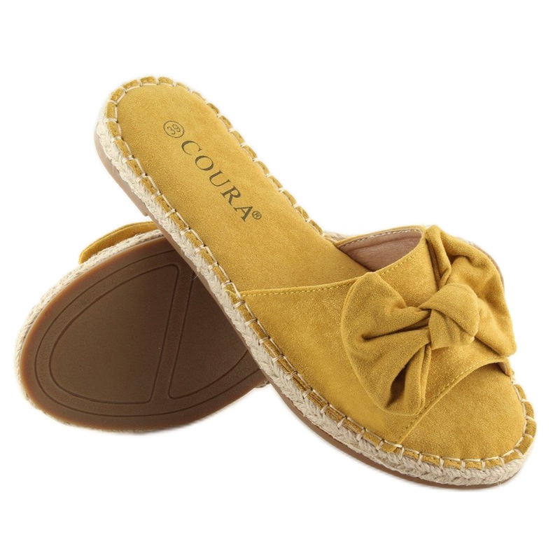 Galben 8758 papuci galbeni cu fundita 2