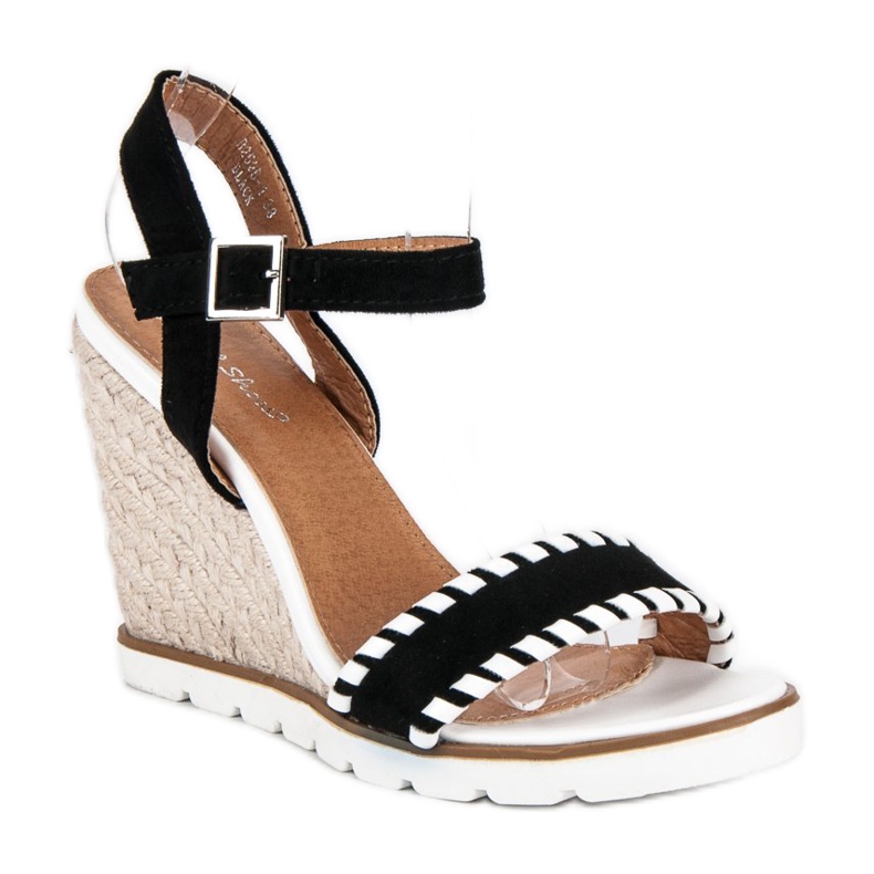 Sweet Shoes Espadrile negre pe pane negru 1
