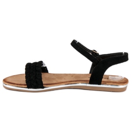 Super Me Sandale plate din piele intoarsa negru 1