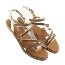 Sandale cu zirconii aurii K952 aurii de aur 2