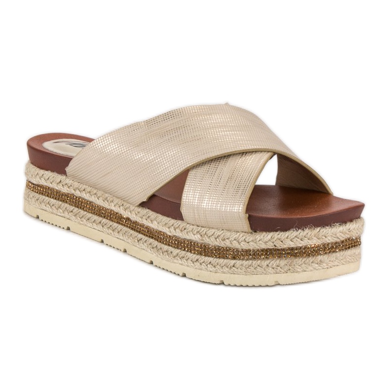 Espadrile cu flip-flops aurii de aur 1