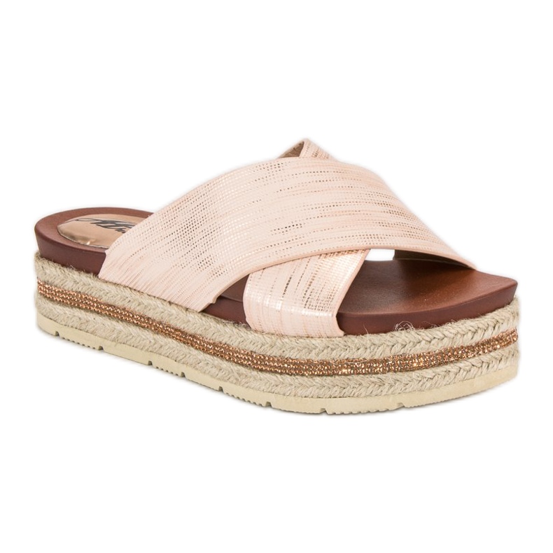 Espadrile pudrate papuci roz 1