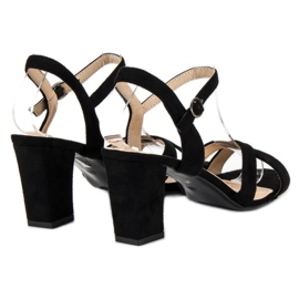 Lovit Sandale de piele intoarsa pe un post negru 4
