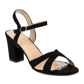 Lovit Sandale de piele intoarsa pe un post negru 1