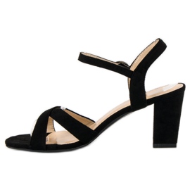 Lovit Sandale de piele intoarsa pe un post negru 2