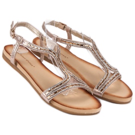 Ideal Shoes Sandale aurii cu cristale de aur 1