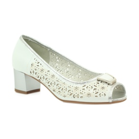 M.Daszyński Sandale cu branț din piele Daszyński alb maro gri 1