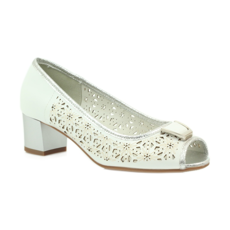 M.Daszyński Sandale cu branț din piele Daszyński alb maro gri 1