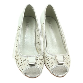 M.Daszyński Sandale cu branț din piele Daszyński alb maro gri 3