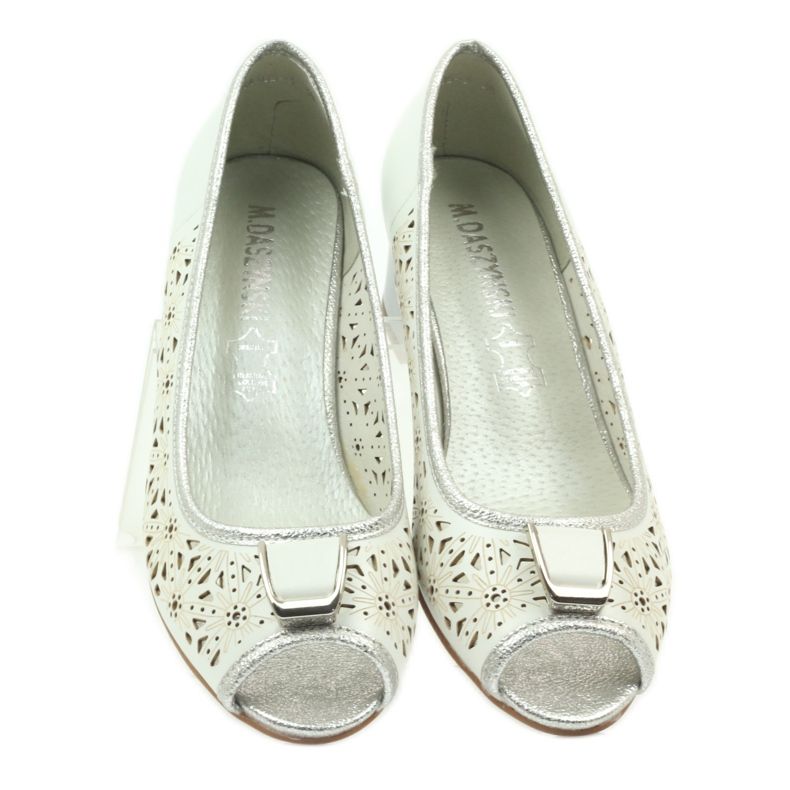 M.Daszyński Sandale cu branț din piele Daszyński alb maro gri 3