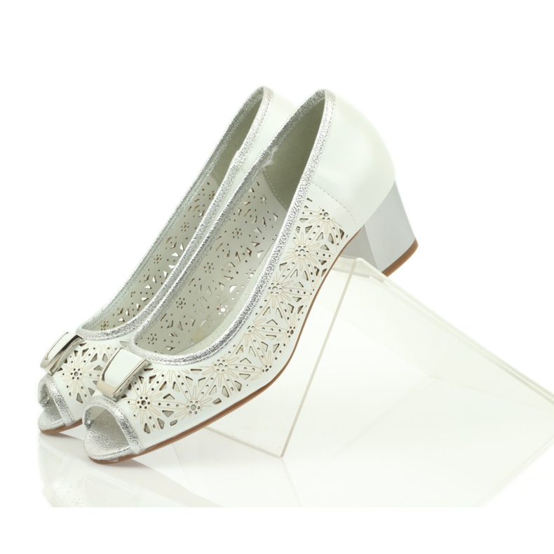 M.Daszyński Sandale cu branț din piele Daszyński alb maro gri 4