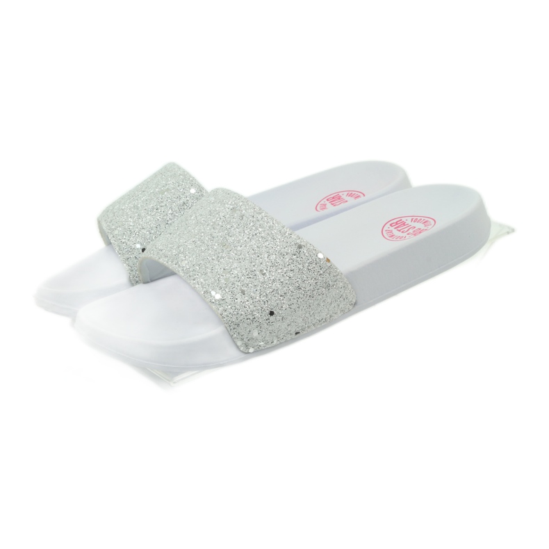 Papuci cu profil sclipici Big Star alb gri 4