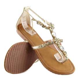 Flip-flops cu pietre aurii D-6526 de aur 5