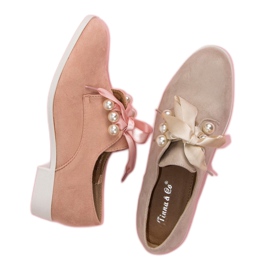 Tina&Co Brogues legate cu perle maro 1
