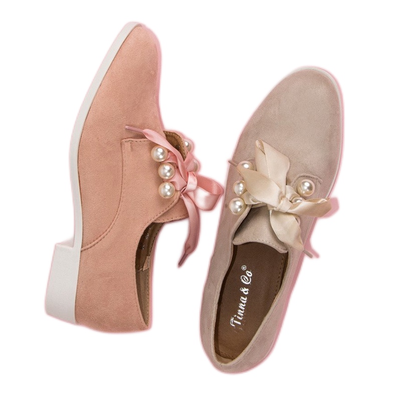 Tina&Co Brogues legate cu perle maro 1 Tina&Co Brogues legate cu perle maro 1