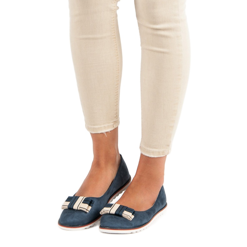 Balerini din piele de căprioară maro albastru marin 1