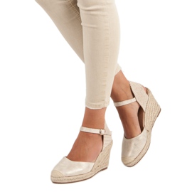 Nio Nio Sandale espadrile cu pană maro galben 1 Nio Nio Sandale espadrile cu pană maro galben 1