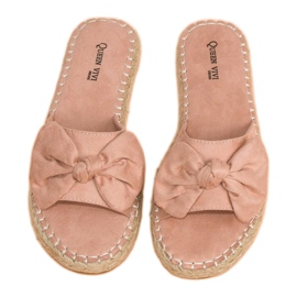 Queen Vivi Flip-flops espadrile din piele intoarsa roz 1
