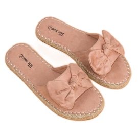 Queen Vivi Flip-flops espadrile din piele intoarsa roz 2