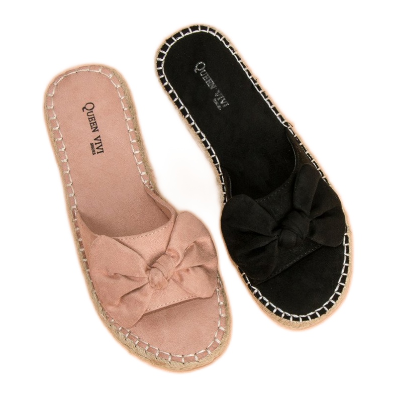 Queen Vivi Flip-flops espadrile din piele intoarsa negru 1