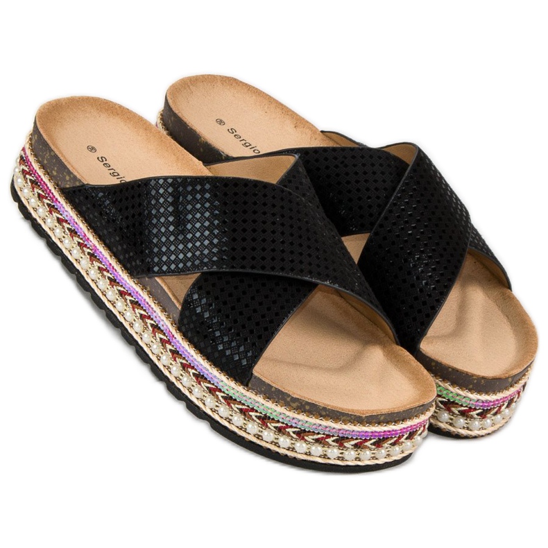 Sergio Todzi Flip-flops cu imprimeu etnic negru 2