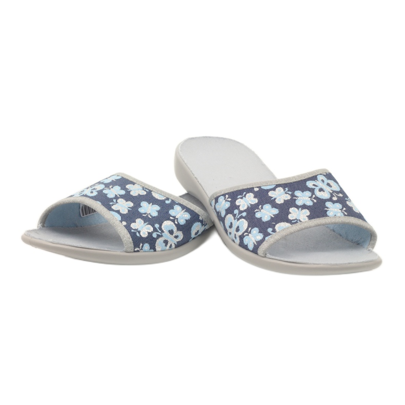 Befado pantofi dama papuci 300D040 papuci albastru gri albastru marin 3