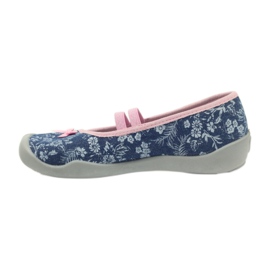 Papuci flori Befado 116y232 blugi albastru roz albastru marin 2