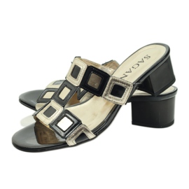 Papuci Sagan negri si aurii negru galben 3