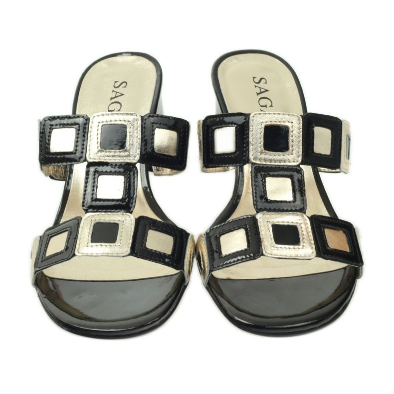 Papuci Sagan negri si aurii negru galben 4