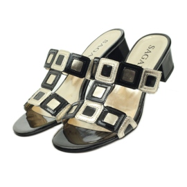 Papuci Sagan negri si aurii negru galben 5