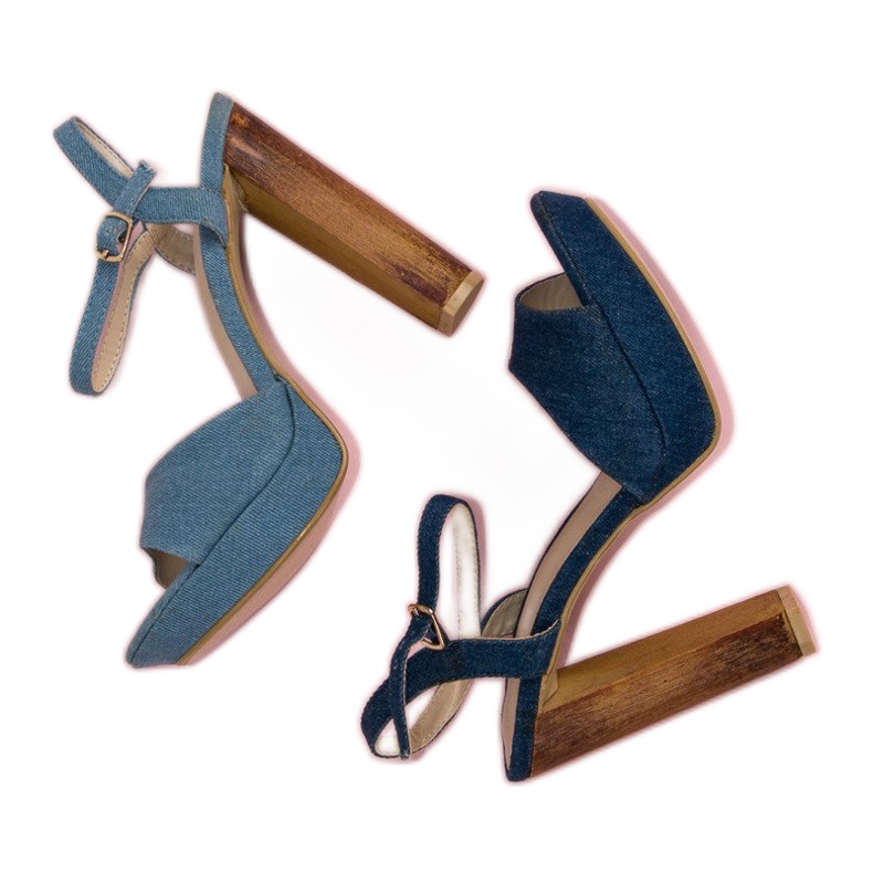 R'S Sandale din denim cu toc înalt albastru 1