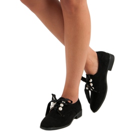 Tina&Co Pantofi legati cu perle negru 1