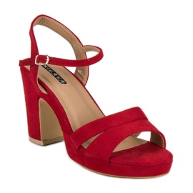 Milaya Sandale la modă cu toc înalt roșu 1