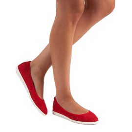 Sun Color Balerini din piele intoarsa ajurata roșu 2 Sun Color Balerini din piele intoarsa ajurata roșu 2