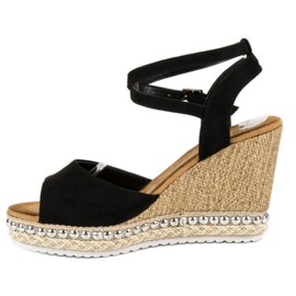 Best Shoes Sandale cu pană negru 2